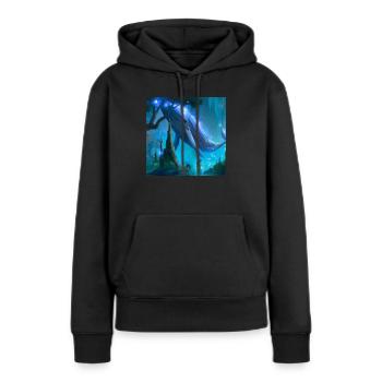 Baleine volante dans une forêt magique - Sweat à capuche Premium bio Femme - noir - Devant - Julia (174cm)
