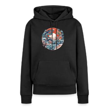 Folklore chinois - Sweat à capuche Premium bio Femme - noir - Devant - Julia (174cm)