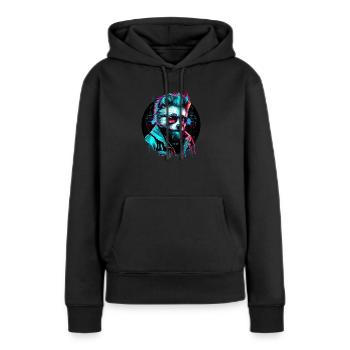 Cyber panda - Sweat à capuche Premium bio Femme - noir - Devant - Julia (174cm)