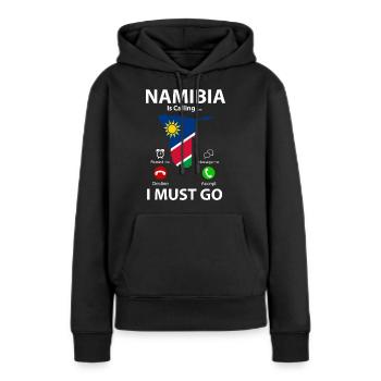 Namibie - Sweat à capuche Premium bio Femme - noir - Devant - Julia (174cm)