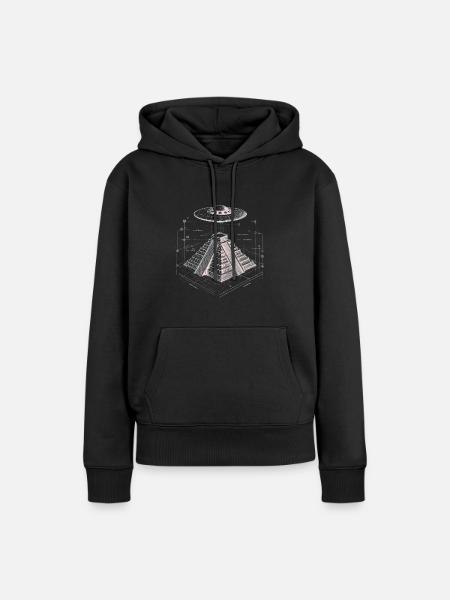 Ufo Pyramide - Frauen Premium Bio Hoodie - Schwarz