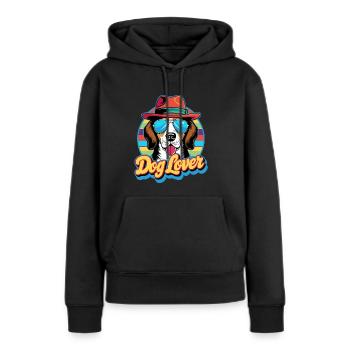 Hundeliebhaber Retro Design - Frauen Premium Bio Hoodie - Schwarz - Vorne - Julia (174cm)
