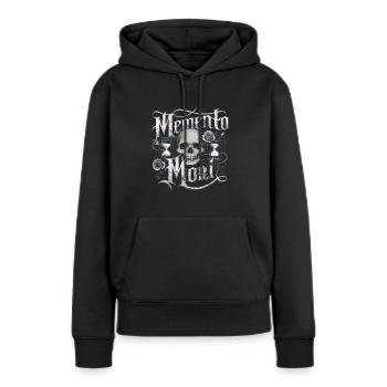 Memento Mori, Umarme die Gegenwart - Frauen Premium Bio Hoodie - Schwarz - Vorne - Julia (174cm)