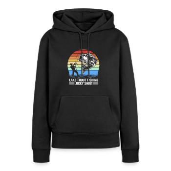 Forelle Forellenteich Angelhaken Angelrute Angler - Frauen Premium Bio Hoodie - Schwarz - Vorne - Julia (174cm)