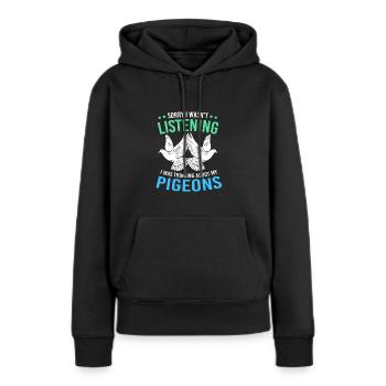 Pigeons pigeons - Sweat à capuche Premium bio Femme - noir - Devant - Julia (174cm)