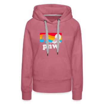 PNW Pacific Northwest Bigfoot - Women’s Premium Organic Hoodie - mauve - Front - Isabella (175cm)