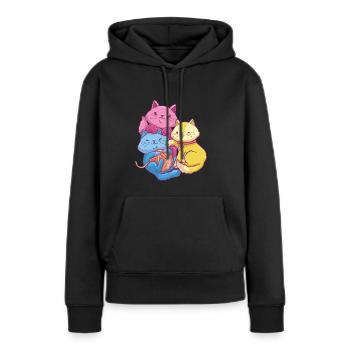 Pansexual Kawaii Cat, Anime Art Pan Pride - Women’s Premium Organic Hoodie - black - Front - Julia (174cm)