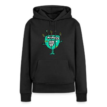 monstre - dame monstre drôle - monstre de fête - Sweat à capuche Premium bio Femme - noir - Devant - Julia (174cm)