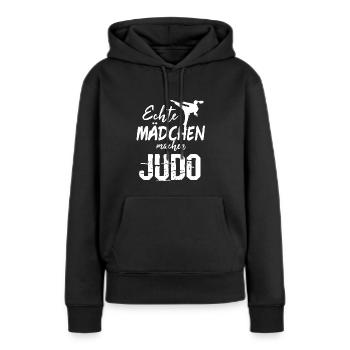 Judo Mädchen Spruch Geschenk - Frauen Premium Bio Hoodie - Schwarz - Vorne - Julia (174cm)
