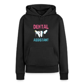 Assistante dentaire hygiéniste - Sweat à capuche Premium bio Femme - noir - Devant - Julia (174cm)