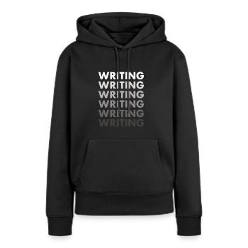 Écriture de l’écrivain - Sweat à capuche Premium bio Femme - noir - Devant - Julia (174cm)