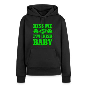 kiss me im irish baby - Sweat à capuche Premium bio Femme - noir - Devant - Julia (174cm)