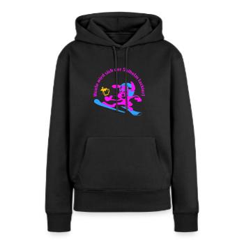 Ski Helm Lack Hase 10 - Frauen Premium Bio Hoodie - Schwarz - Vorne - Julia (174cm)