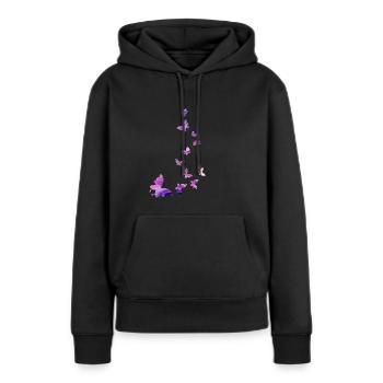 papillon essaim harmonie rose - Sweat à capuche Premium bio Femme - noir - Devant - Julia (174cm)
