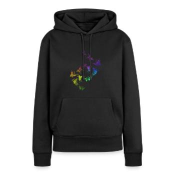 papillon essaim harmonie arc-en-ciel - Sweat à capuche Premium bio Femme - noir - Devant - Julia (174cm)