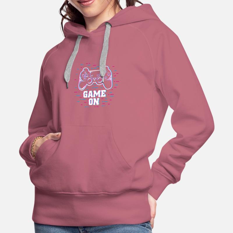 Game on mit Controller bunt Frauen Premium Bio Hoodie