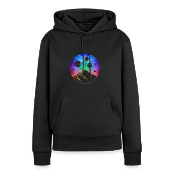 Planète colorée extra-atmosphérique Voie lactée - Sweat à capuche Premium bio Femme - noir - Devant - Julia (174cm)