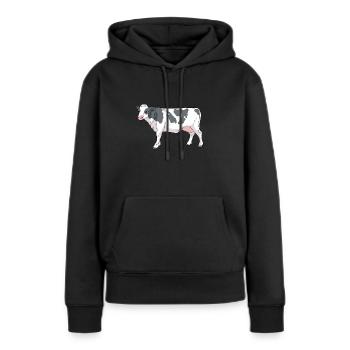 Comic Kuh mit flecken - Frauen Premium Bio Hoodie - Schwarz - Vorne - Julia (174cm)