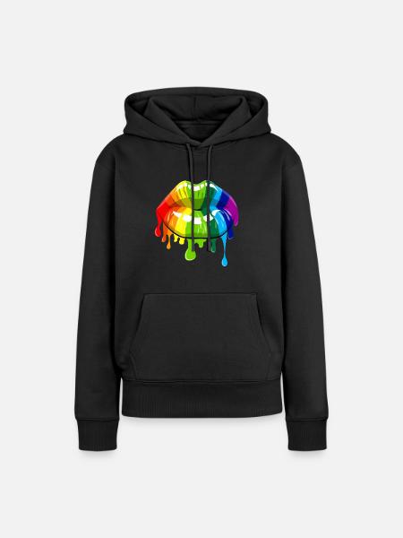 Kussmund - Frauen Premium Bio Hoodie - Schwarz