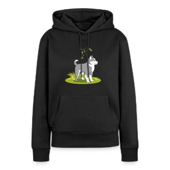 Mignon malamute sur la pelouse - Sweat à capuche Premium bio Femme - noir - Devant - Julia (174cm)