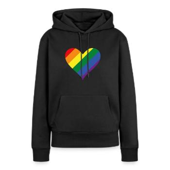 Happy Pride Month Gay Pride LGBTQI+ Rainbow Heart - Sweat à capuche Premium bio Femme - noir - Devant - Julia (174cm)