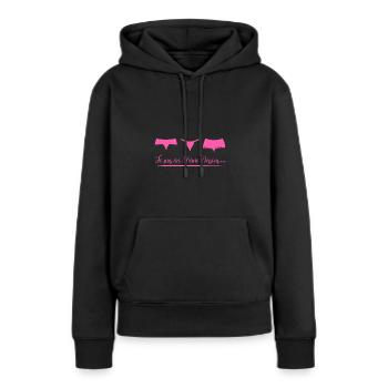 JE SUIS AU 36ÈME DESSOUS (lingerie) ! - Sweat à capuche Premium bio Femme - noir - Devant - Julia (174cm)