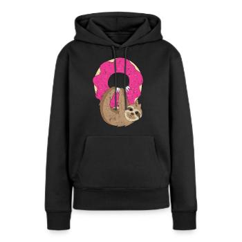 Donut sloth chilling out - Women’s Premium Organic Hoodie - black - Front - Julia (174cm)