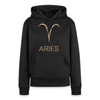 ARIES Zodiac - Frauen Premium Bio Hoodie - Schwarz - Vorne - Julia (174cm)