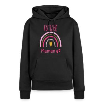 future Maman - Sweat à capuche Premium bio Femme - noir - Devant - Julia (174cm)