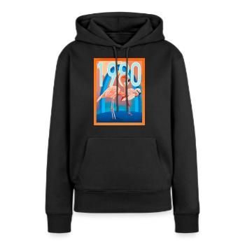 1980 Flamingo - Frauen Premium Bio Hoodie - Schwarz - Vorne - Julia (174cm)