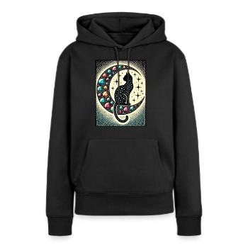 Chat Noir Luna - Sweat à capuche Premium bio Femme - noir - Devant - Julia (174cm)