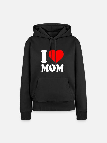 I love mom - Frauen Premium Bio Hoodie - Schwarz