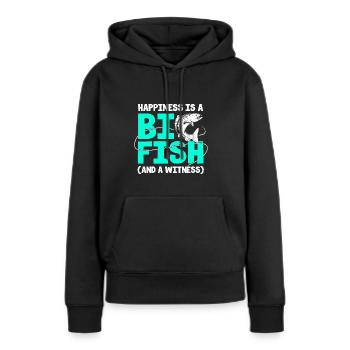 Forelle Forellenteich Angelrute Angler Anglerfisch - Frauen Premium Bio Hoodie - Schwarz - Vorne - Julia (174cm)