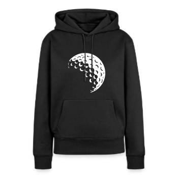 Golfball weiß - Frauen Premium Bio Hoodie - Schwarz - Vorne - Julia (174cm)