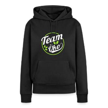 Team Öko – Bio Umwelt Natur Grün - Frauen Premium Bio Hoodie - Schwarz - Vorne - Julia (174cm)