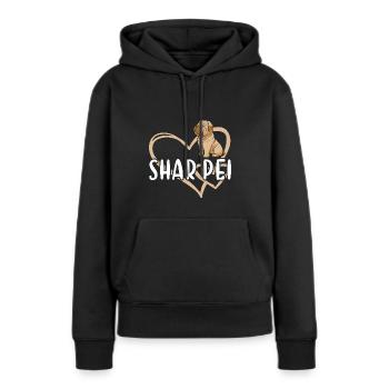 Shar Pei Heart - Frauen Premium Bio Hoodie - Schwarz - Vorne - Julia (174cm)