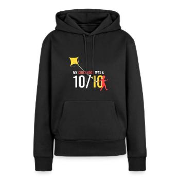 mon enfance était un 10/10 - Sweat à capuche Premium bio Femme - noir - Devant - Julia (174cm)