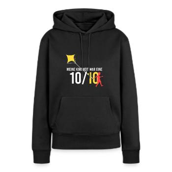 meine Kindheit war eine 10/10 - Frauen Premium Bio Hoodie - Schwarz - Vorne - Julia (174cm)
