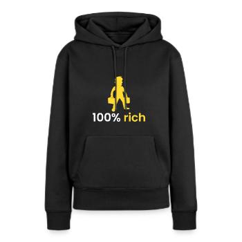 100% riche - Sweat à capuche Premium bio Femme - noir - Devant - Julia (174cm)