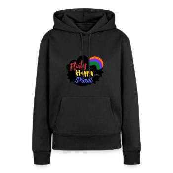 coquet, heureux et fier - Sweat à capuche Premium bio Femme - noir - Devant - Julia (174cm)