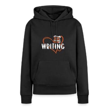 Écrivain Coeur Écriture - Sweat à capuche Premium bio Femme - noir - Devant - Julia (174cm)