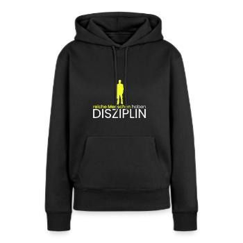 reiche Menschen haben Disziplin - Frauen Premium Bio Hoodie - Schwarz - Vorne - Julia (174cm)