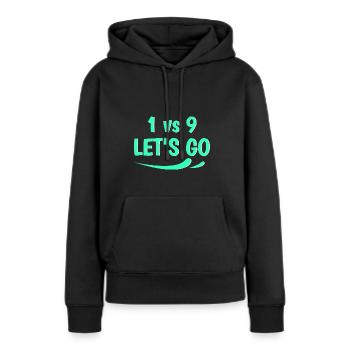 1 vs 9 lâche prise - Sweat à capuche Premium bio Femme - noir - Devant - Julia (174cm)