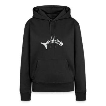 Os de poisson - Sweat à capuche Premium bio Femme - noir - Devant - Julia (174cm)