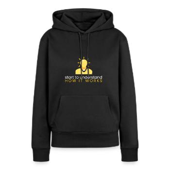 comprendre comment cela fonctionne - Sweat à capuche Premium bio Femme - noir - Devant - Julia (174cm)