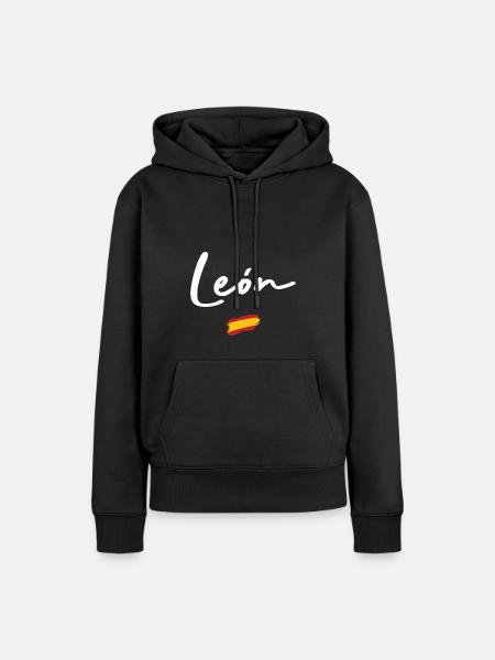 León - Frauen Premium Bio Hoodie - Schwarz