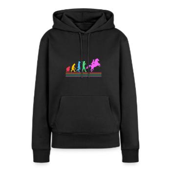 Évolution des courses de chevaux - Sweat à capuche Premium bio Femme - noir - Devant - Julia (174cm)