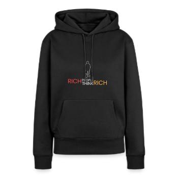 les gens riches pensent riche - Sweat à capuche Premium bio Femme - noir - Devant - Julia (174cm)