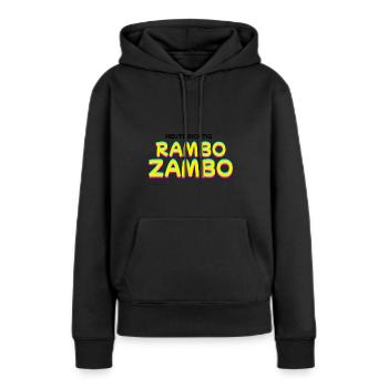 Aujourd’hui : RAMBO ZAMBO - Sweat à capuche Premium bio Femme - noir - Devant - Julia (174cm)
