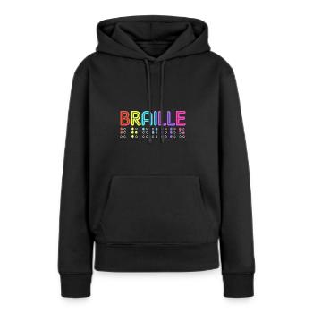 Blindenschrift Braille Blind - Frauen Premium Bio Hoodie - Schwarz - Vorne - Julia (174cm)